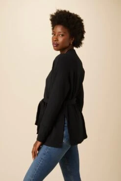 Trinity Luxe Fleece Cardigan - Black -AGOLDE Style 0080R1 Trinity Black 2