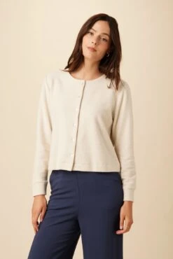 Mira Nouveau Fleece Cardigan - Oatmeal