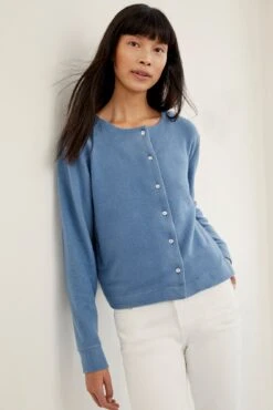 Mira Luxe Fleece Cardigan - Tempest Blue
