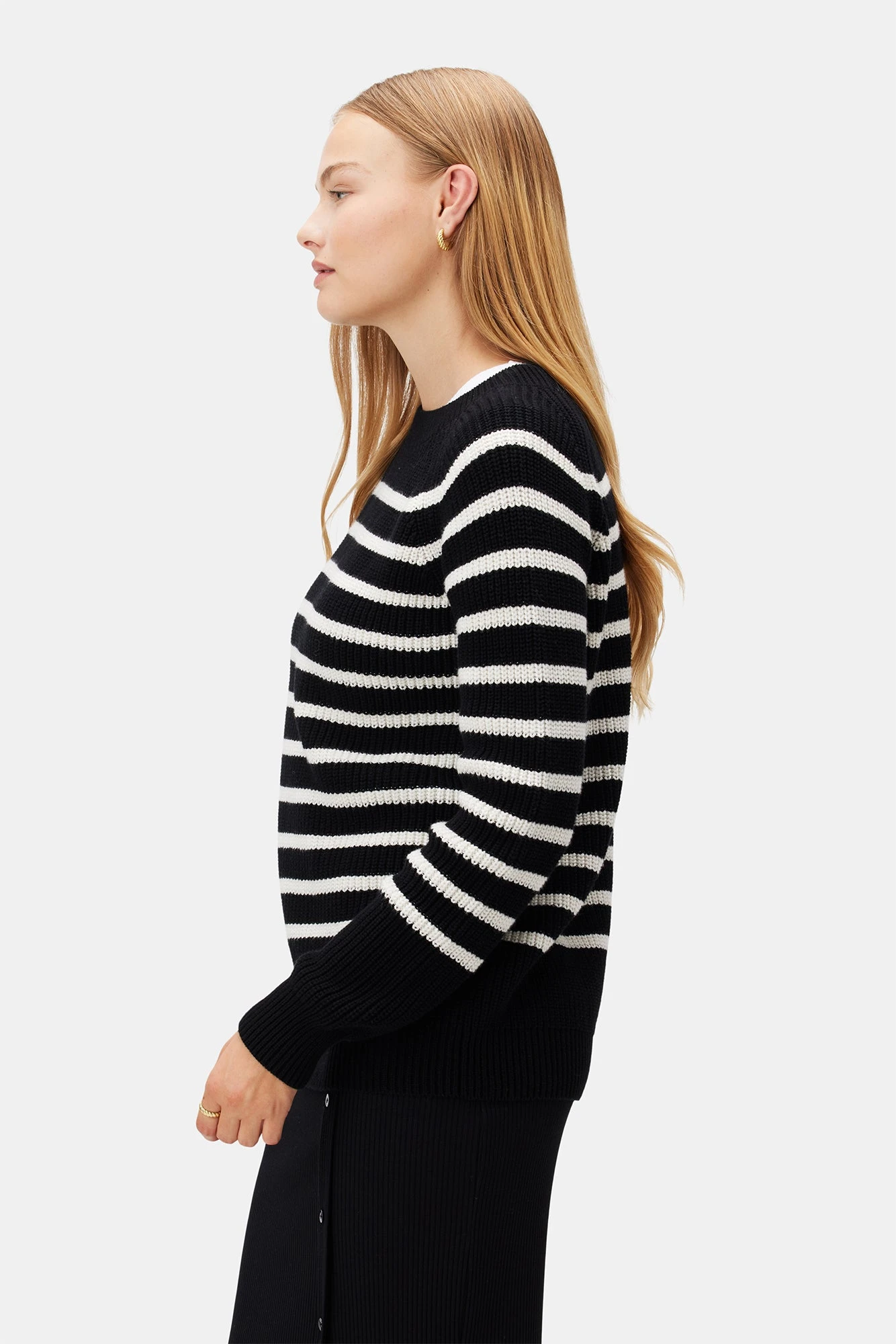 Layla Organic Cotton Sweater - Black Ivory Stripe 3 Layla Organic Cotton Sweater - Black Ivory Stripe - Image 3