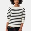 Layla Organic Cotton Sweater - Ivory Navy Stripe
