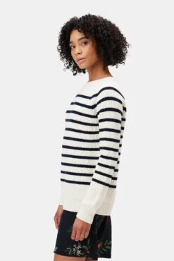 Layla Organic Cotton Sweater - Ivory Navy Stripe -AGOLDE Style 0212 Layla Sweater Ivory Navy Stripe 2