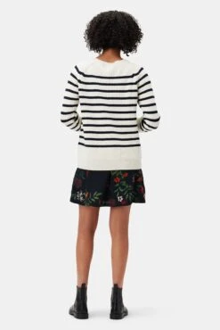 Layla Organic Cotton Sweater - Ivory Navy Stripe -AGOLDE Style 0212 Layla Sweater Ivory Navy Stripe 3