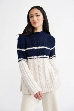 Sena Wool Sweater - Ivory Navy Stripe - ReAmour