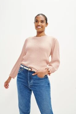 Gisele Paris Rib Sweatshirt - Rose
