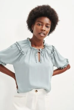 Zuri Cupro Blouse - Eucalyptus