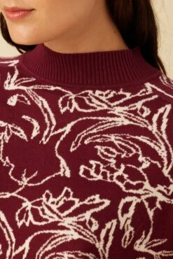 Gemma Organic Cotton Sweater - Pebble Dot Plum -AGOLDE Style 04 9384 Gemma Plum Ivory 4