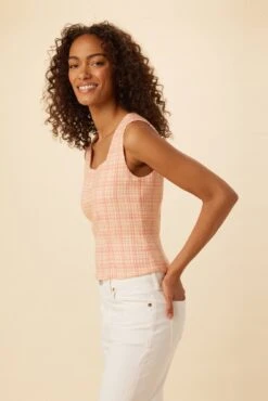 Kinsley Upcycled Top - Pink Peach Plaid 5 Kinsley Upcycled Top - Pink Peach Plaid -AGOLDE Style 0531 Kinsley Pink Peach Plaid 2