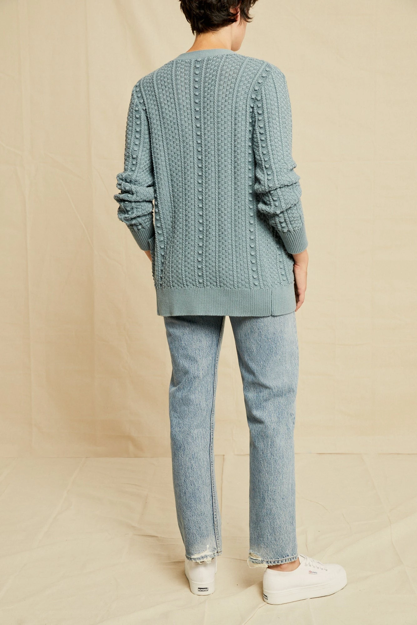 Minka Organic Cotton Cardigan - Blue - ReAmour 3 Minka Organic Cotton Cardigan - Blue - ReAmour - Image 3