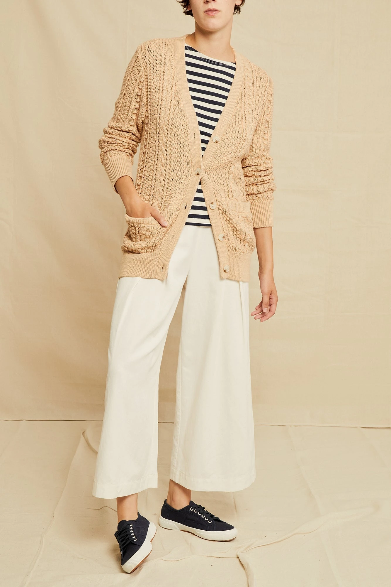 Minka Organic Cotton Cardigan - Tan - ReAmour 1 Minka Organic Cotton Cardigan - Tan - ReAmour