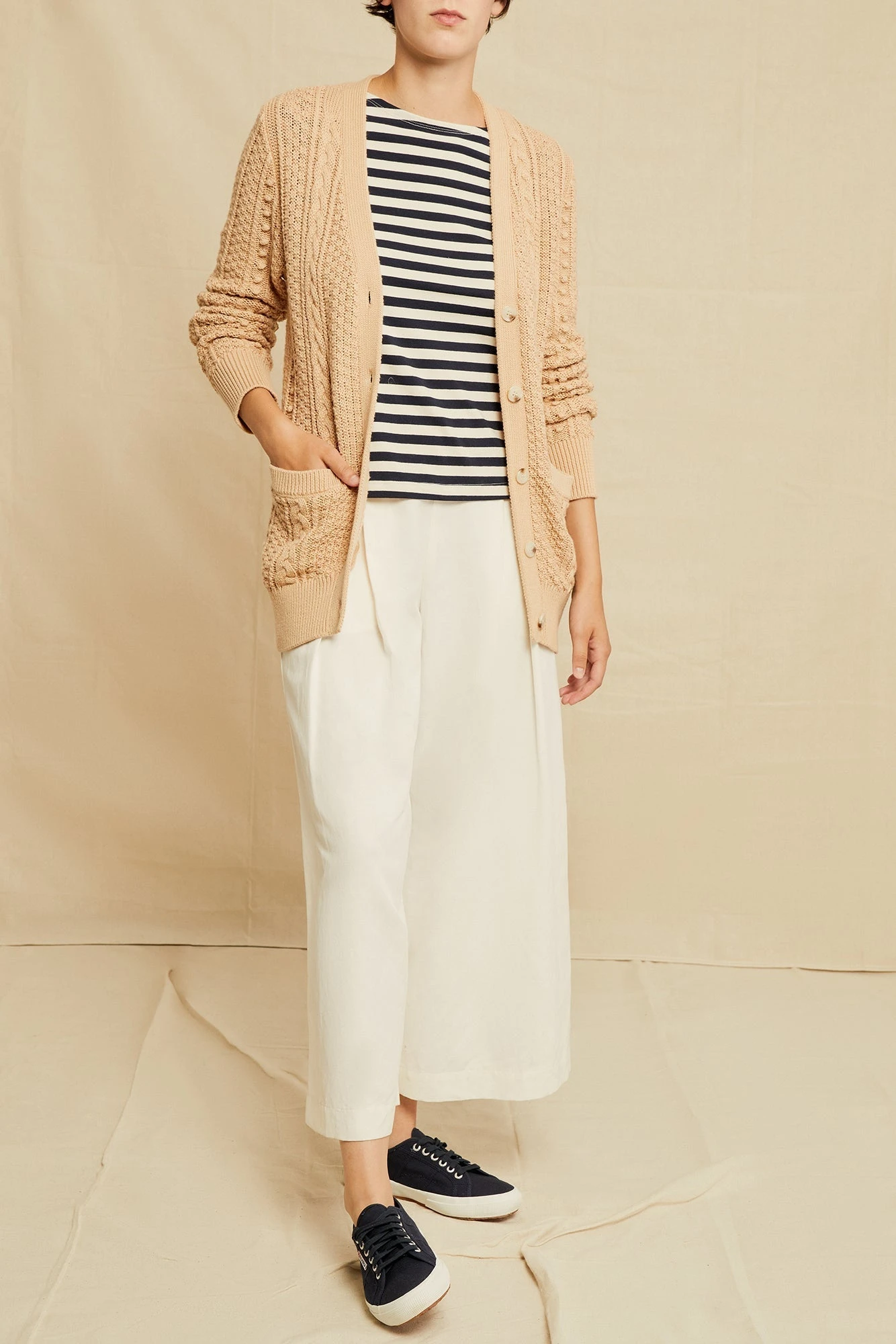 Minka Organic Cotton Cardigan - Tan - ReAmour 2 Minka Organic Cotton Cardigan - Tan - ReAmour - Image 2