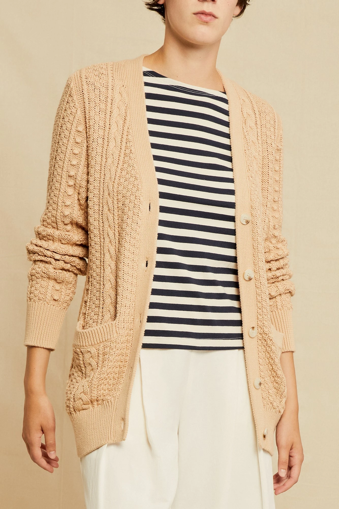 Minka Organic Cotton Cardigan - Tan - ReAmour 3 Minka Organic Cotton Cardigan - Tan - ReAmour - Image 3