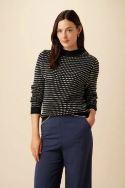 Campbell Organic Cotton Sweater - Black And Ivory