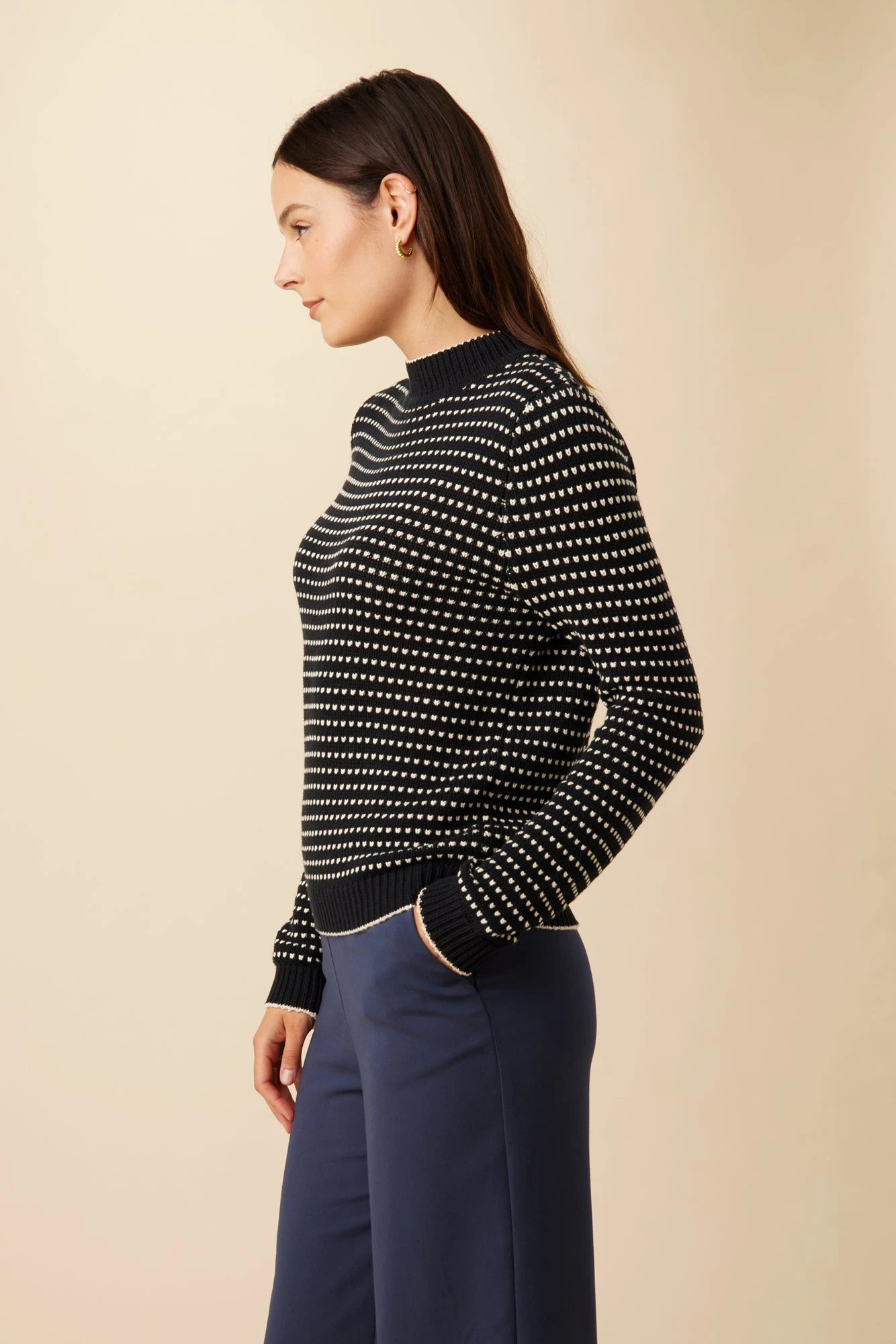 Campbell Organic Cotton Sweater - Black And Ivory 2 Campbell Organic Cotton Sweater - Black And Ivory - Image 2