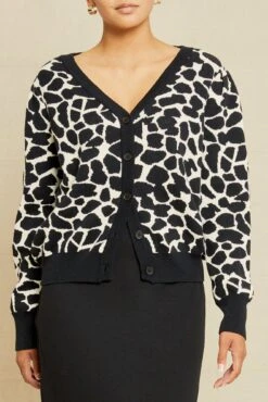 Tessa Organic Cotton Cardigan - Cobblestone Dot - ReAmour