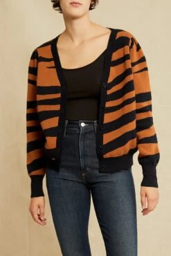 Tessa Organic Cotton Cardigan - Rust Black - ReAmour