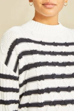 Meena Organic Cotton Sweater - Ivory / Navy -AGOLDE Style 0629 Meena Ivory Navy Stripe 0557 web c50dc846 48f3 466a 9667 81c9b73e0715