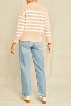 Meena Organic Cotton Sweater - Pink And Ivory -AGOLDE Style 0629 Meena Pink Ivory Stripe 1020 web 39573ea7 ca80 4bb6 89ef f73691d1777c