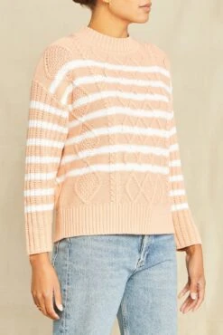 Meena Organic Cotton Sweater - Pink And Ivory -AGOLDE Style 0629 Meena Pink Ivory Stripe 1043 web f8738e0f f931 400c 8475 b4bf325cb120