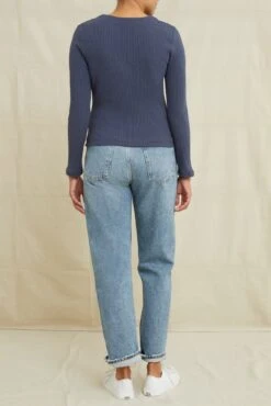 Bridgette Pointelle Rib Cardigan - Pacific Blue -AGOLDE Style 0653BrigittePacificBlue 1352 web f82a81e0 48c8 4317 b016 66ed7cda4563