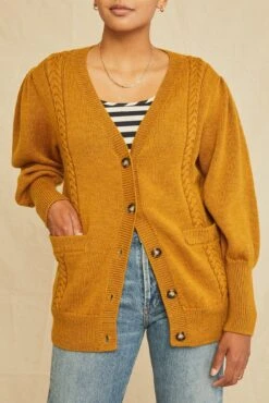 Oui Wool Cardigan - Gold - ReAmour