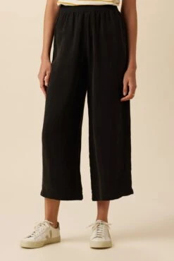 Salice Mixed Cupro Pants - Black
