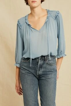 Silva Crinkle Cupro Blouse - Pool