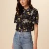 Seville Washable Silk Blouse - French Jardin Black