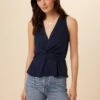 Malika Sleeveless Blouse - Navy