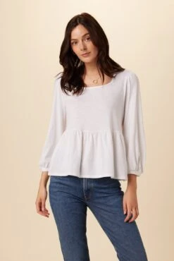 Blake Cotton Slub Blouse - White