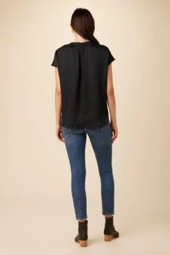 Renata Eco Textured Viscose Blouse - Black -AGOLDE Style 10021 Renata Seersucker Black 3