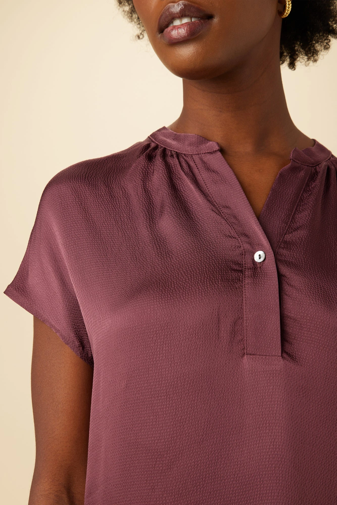 Renata Eco Textured Viscose Blouse - Plum 4 Renata Eco Textured Viscose Blouse - Plum - Image 4