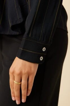 Scarlett Viscose Blouse - Navy Stripe -AGOLDE Style 10027 Scarlett Navy Stripe 5