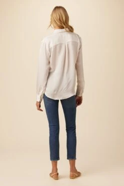 Bixby Eco Textured Viscose Blouse - White -AGOLDE Style 10051 Bixby Seersucker White 3