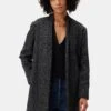 Zuly Wool Twill Coat - Black Grey Plaid