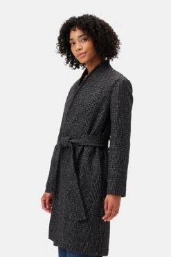 Zuly Wool Twill Coat - Black Grey Plaid 8 Zuly Wool Twill Coat - Black Grey Plaid -AGOLDE Style 10090R1 Zuly Black Grey Plaid 2