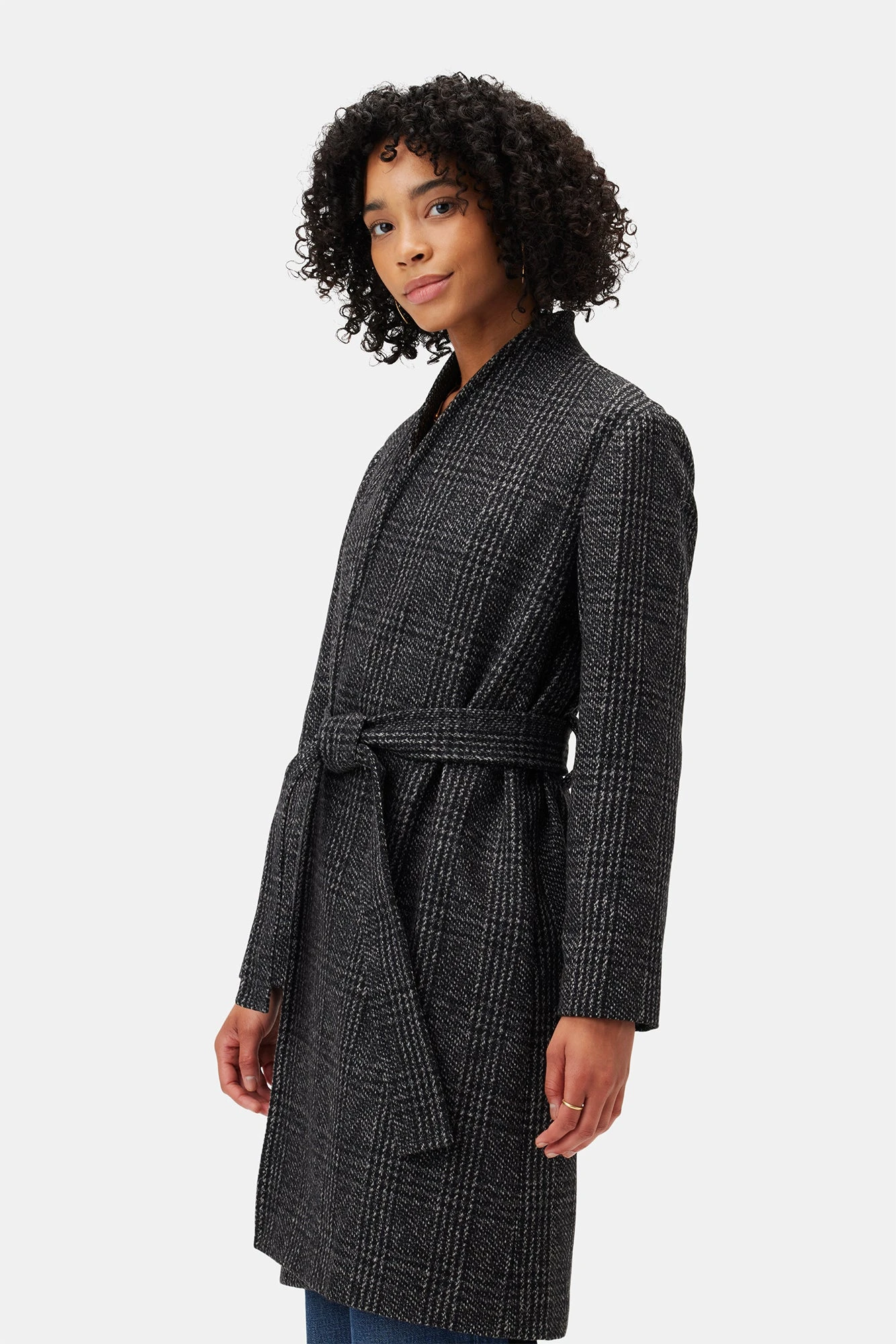 Zuly Wool Twill Coat - Black Grey Plaid 3 Zuly Wool Twill Coat - Black Grey Plaid - Image 3