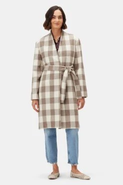 Zuly Wool Twill Coat - Natural Buffalo Check -AGOLDE Style 10090R1 Zuly Natural Buffalo Check 4