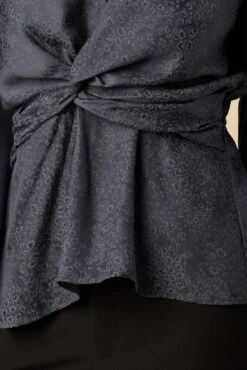 Clemence Cupro Viscose Jacqaurd Blouse - Midnight Blue -AGOLDE Style 10096 LS Clemence Midnight Blue 4