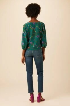 Linnea Washable Silk Top - Genoa Floral -AGOLDE Style 10115 Linnea Genoa Floral 3