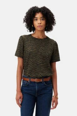 Odilia Washable Silk Blouse - Zebra Green Black