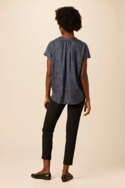 Renata Cupro Viscose Jacquard Blouse - Midnight Blue -AGOLDE Style 10178 Renata Cupro Midnight Blue 3