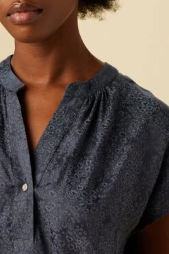 Renata Cupro Viscose Jacquard Blouse - Midnight Blue -AGOLDE Style 10178 Renata Cupro Midnight Blue 4