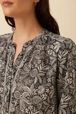 Charlotte Organic Cotton Blouse - Nina Black -AGOLDE Style 10179 Charlotte Cotton Nina Black 4