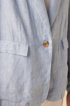 Tobie Linen Blazer - Blue Natural Stripe -AGOLDE Style 10204 Tobie Linen Blue Natural Stripe 5