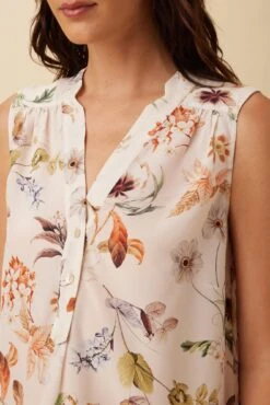 Amy Washable Silk Blouse - Botanic Floral Ivory -AGOLDE Style 10209 SL Amy Silk Botanic Floral Ivory 4