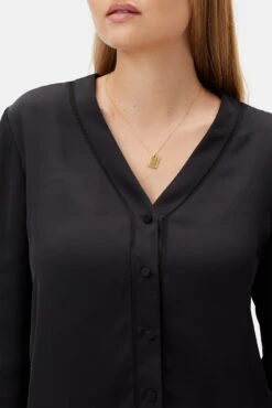 Kaya Blouse - Black -AGOLDE Style 10242 Kaya Mixed Media Black 6