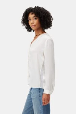 Kaya Blouse - Ivory -AGOLDE Style 10242 Kaya Mixed Media Ivory 2