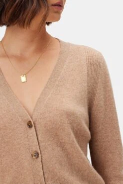 Mason Cashmere Cardigan - Cafe Au Lait