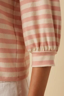 Issa Reverie Knit Tee - Rose Natural Stripe -AGOLDE Style 10263 Issa Stripe Rose and Ivory 4